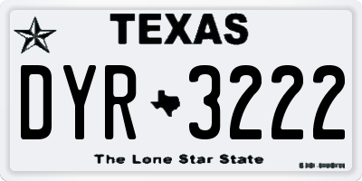 TX license plate DYR3222