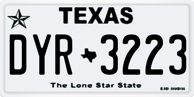 TX license plate DYR3223