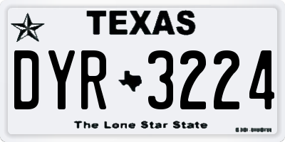TX license plate DYR3224