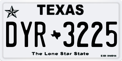 TX license plate DYR3225