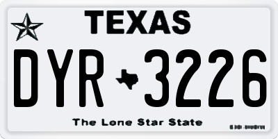 TX license plate DYR3226