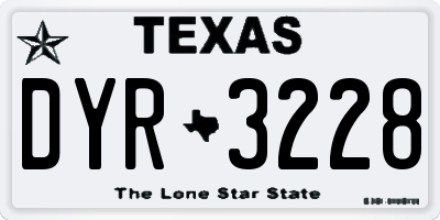 TX license plate DYR3228