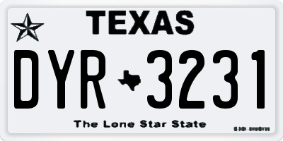 TX license plate DYR3231