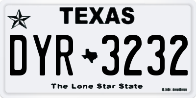 TX license plate DYR3232