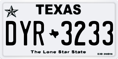 TX license plate DYR3233