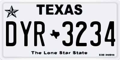 TX license plate DYR3234