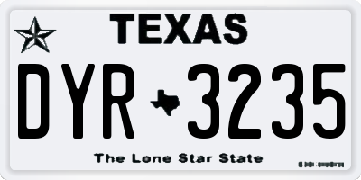 TX license plate DYR3235