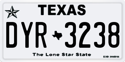 TX license plate DYR3238