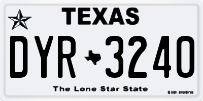 TX license plate DYR3240
