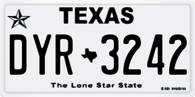 TX license plate DYR3242