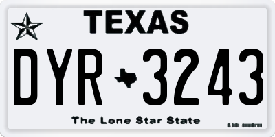 TX license plate DYR3243