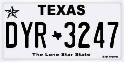 TX license plate DYR3247