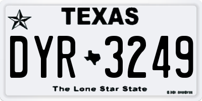 TX license plate DYR3249