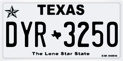 TX license plate DYR3250