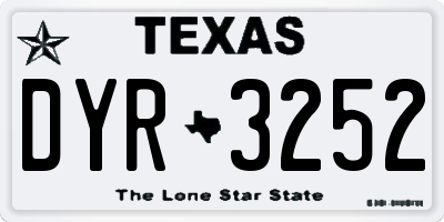 TX license plate DYR3252