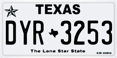 TX license plate DYR3253