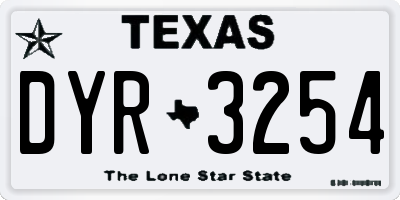 TX license plate DYR3254