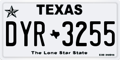 TX license plate DYR3255