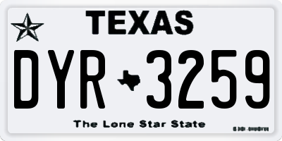 TX license plate DYR3259