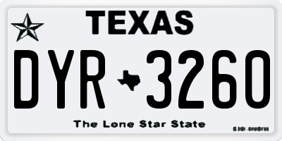 TX license plate DYR3260