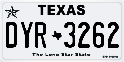 TX license plate DYR3262