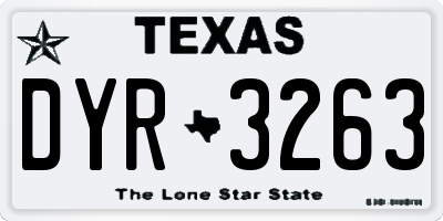 TX license plate DYR3263