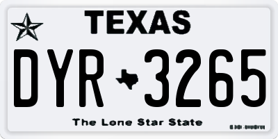 TX license plate DYR3265