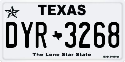 TX license plate DYR3268