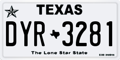 TX license plate DYR3281