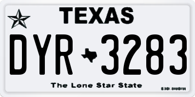 TX license plate DYR3283