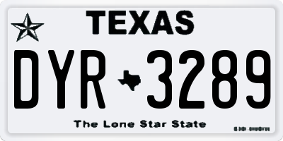 TX license plate DYR3289