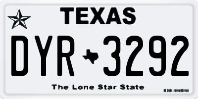 TX license plate DYR3292
