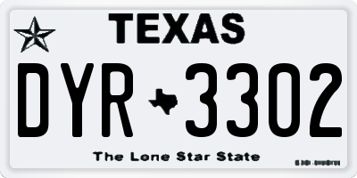 TX license plate DYR3302