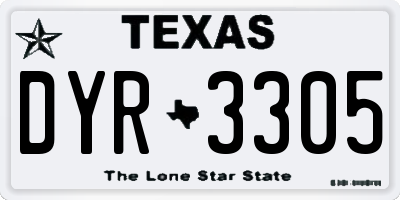 TX license plate DYR3305