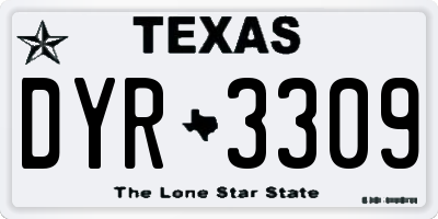 TX license plate DYR3309