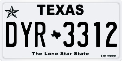 TX license plate DYR3312