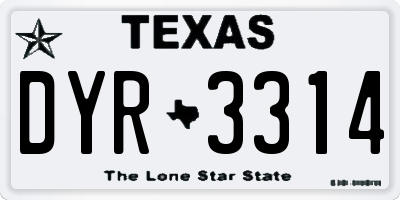 TX license plate DYR3314
