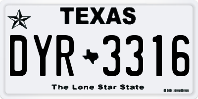 TX license plate DYR3316