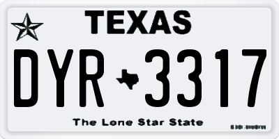 TX license plate DYR3317