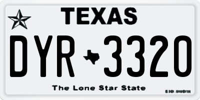 TX license plate DYR3320