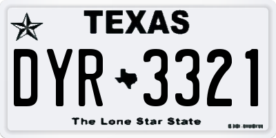 TX license plate DYR3321