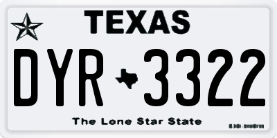 TX license plate DYR3322