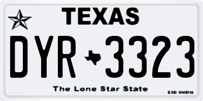 TX license plate DYR3323