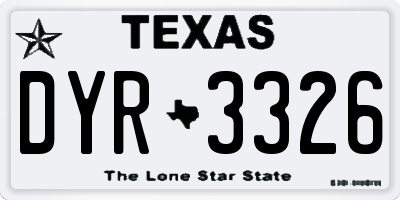 TX license plate DYR3326