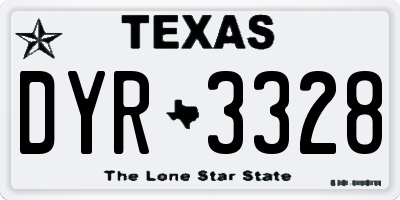 TX license plate DYR3328