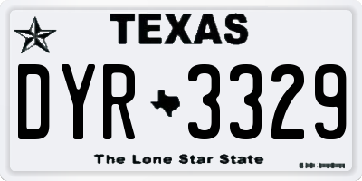 TX license plate DYR3329