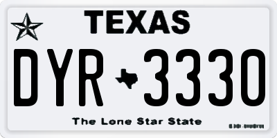 TX license plate DYR3330