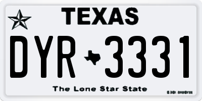 TX license plate DYR3331