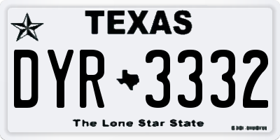 TX license plate DYR3332