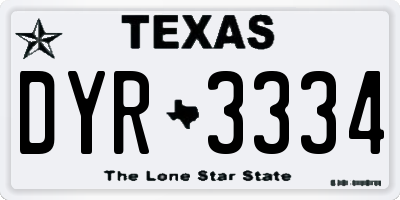 TX license plate DYR3334